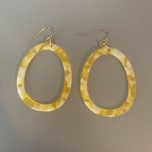 Yellow/White Circle Dangling Earrings.